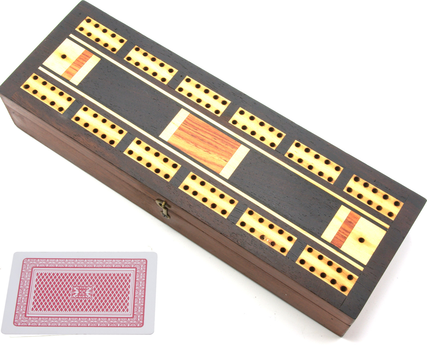 Inlaid Mahogany Cribbage Box