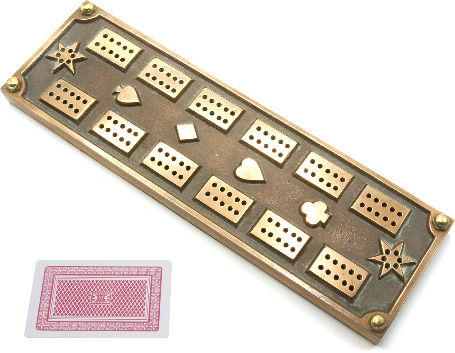 Cast brass topped cribbage board