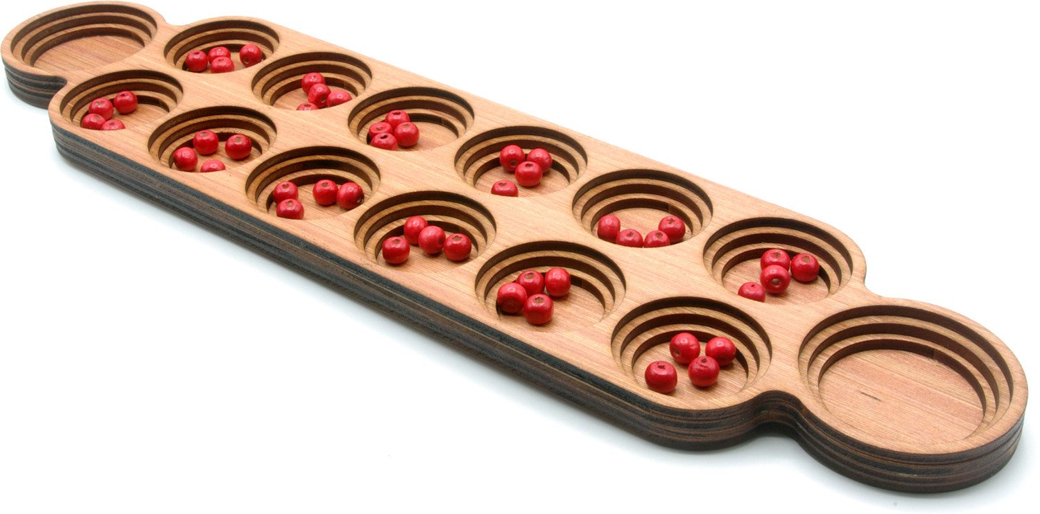 Mancalla / Wari, traditional wooden board game 