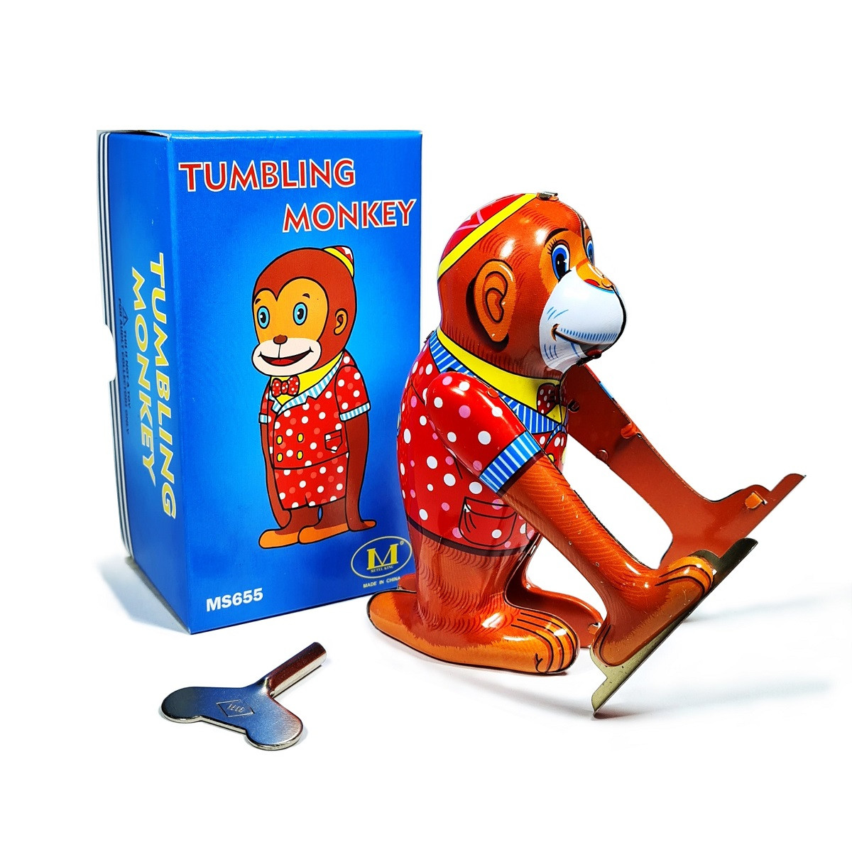 Tumbling Monkey Tin Toy