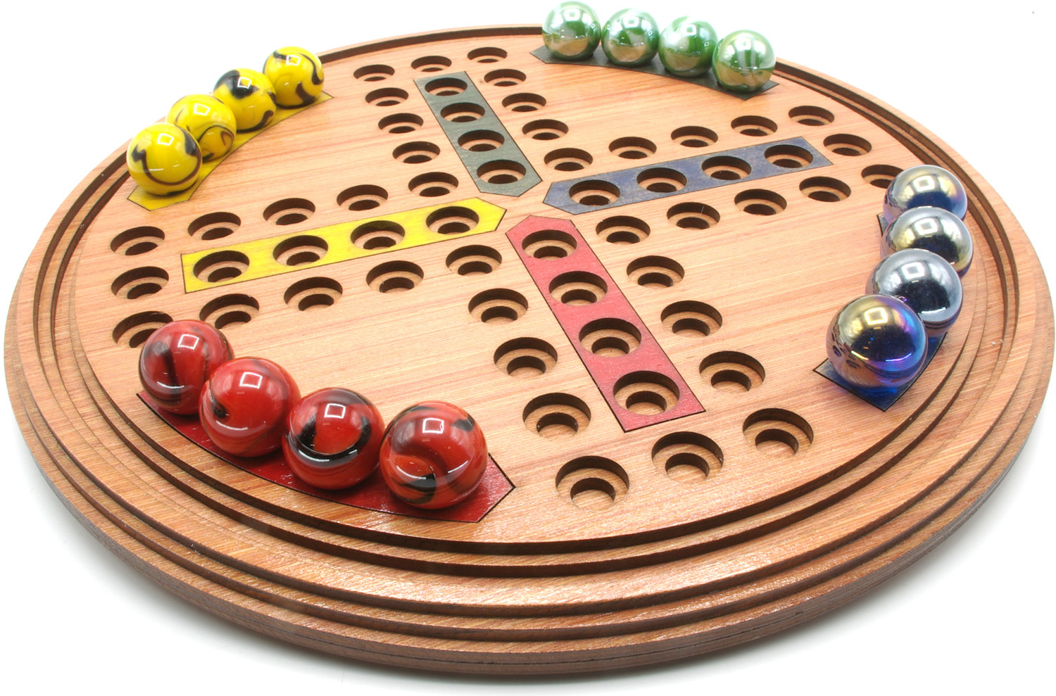 Ludo traditional round wooden board game   