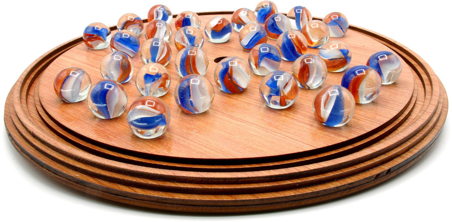 Solitaire traditional round wooden board game  