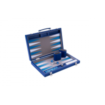 15" Blue, Grey and White Backgammon Set