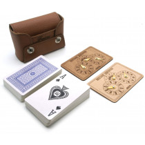 Leather Bezique card game set