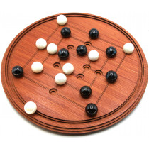 9 men’s morris traditional round wooden board game
