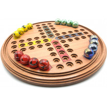 Ludo traditional round wooden board game   